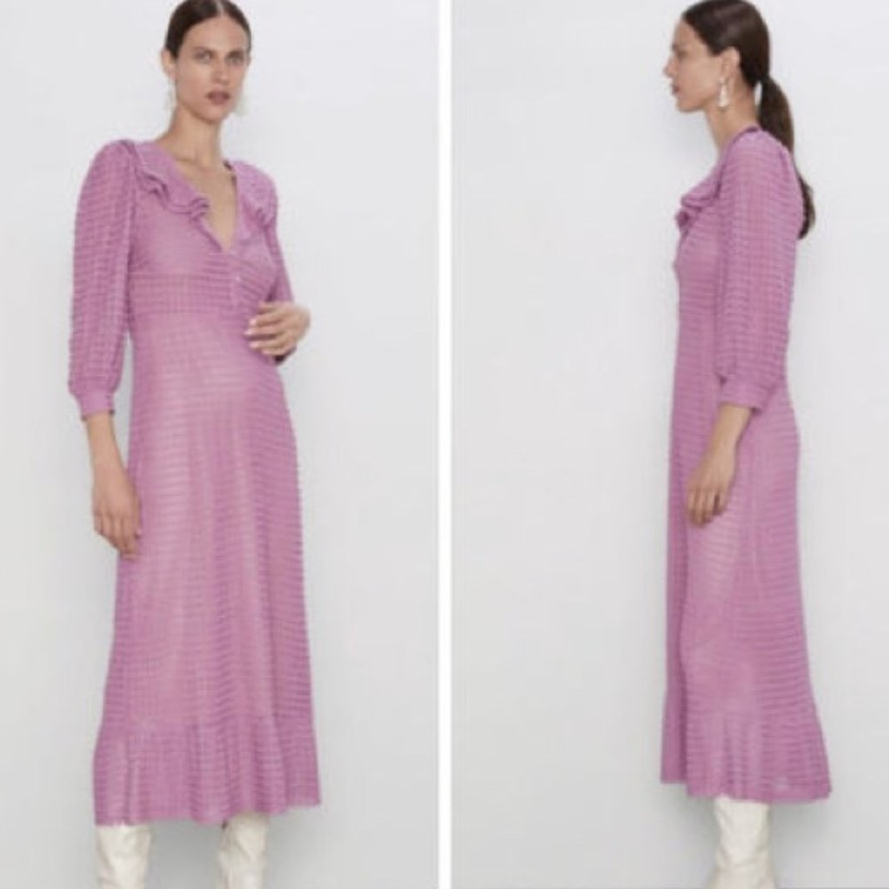 Zara Lilac Midi Crochet Dress
